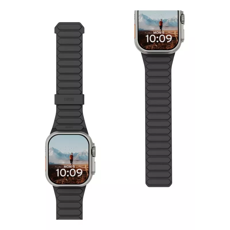 Urban Armor Gear UAG Pathfinder – correa de silicona magnética de doble cara para Apple Watch Series 4-6 y SE 1-3, 44mm / Series 7-9, 45mm / Series 10-11, 46mm / Ultra 1-3, 49mm (ash/lava)