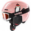 Set de casco de esquí para niños UVEX Viti 46-50, rosa