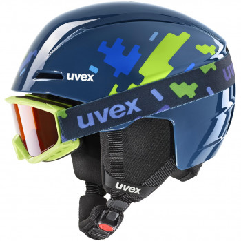 Set de casco de esquí para niños UVEX Viti, azul, 46-50 (56/S/317/11)