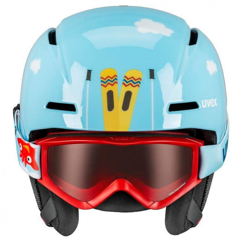 Set de casco de esquí para niños UVEX Viti, azul, 46-50 (56/S/317/10)