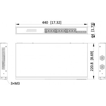 Hikvision DS-3E1528P-SI-24P4F switch inteligente Gigabit PoE de 24 puertos, 4x puertos Gigabit de fibra óptica, 370 W