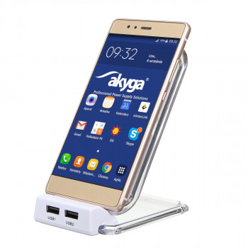 Cargador por inducción QI Akyga AK-QI-03 5V máx 1.5A 2 x USB 2.0