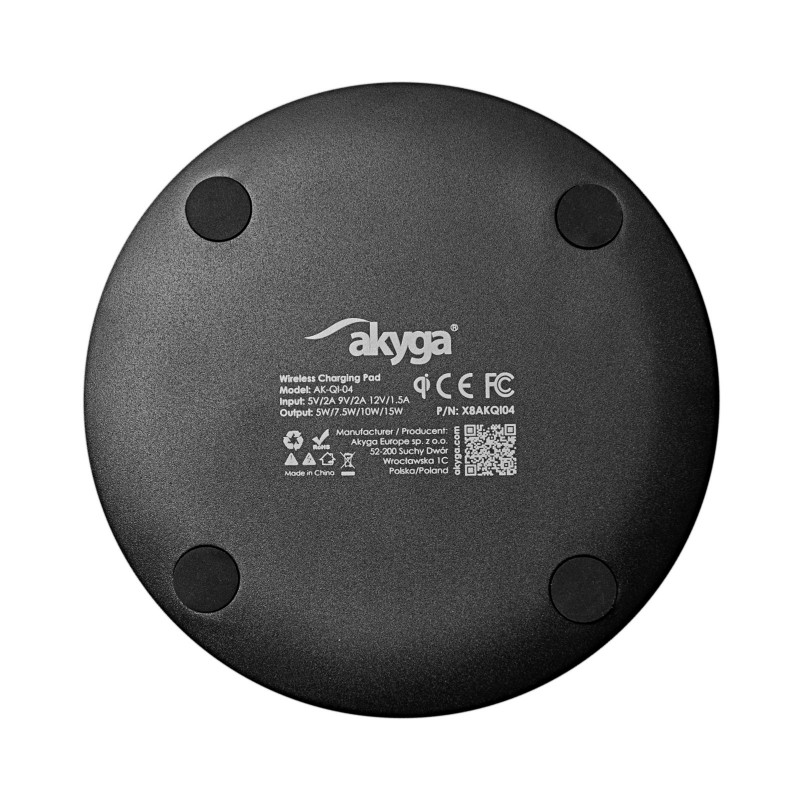 Cargador por inducción QI Akyga AK-QI-04 ver. 1.2 USB-C 15W