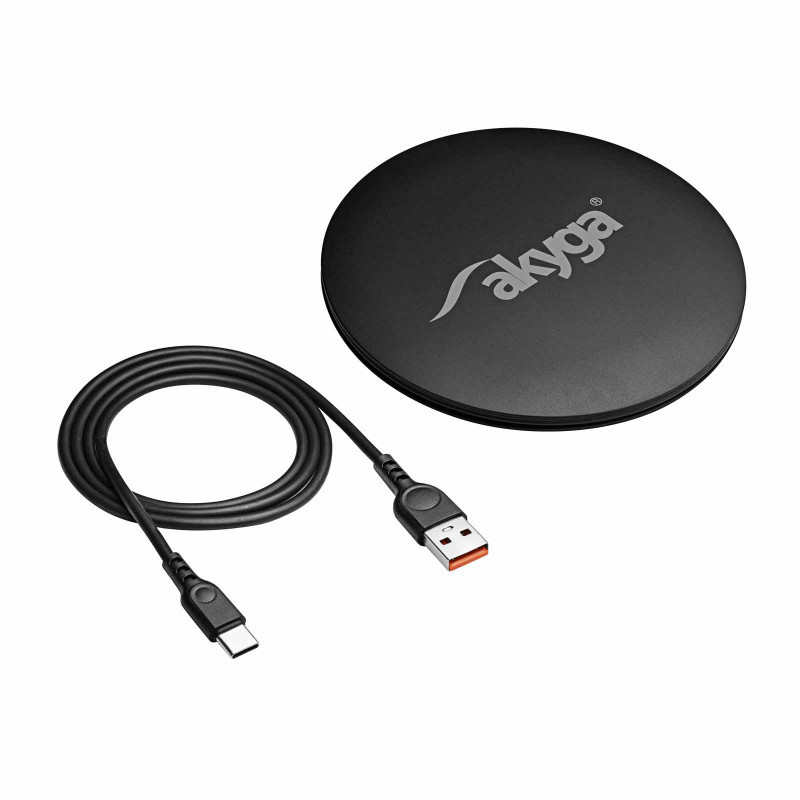 Cargador por inducción QI Akyga AK-QI-04 ver. 1.2 USB-C 15W