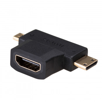 Akyga AK-AD-23 adaptador HDMI (F) a Mini HDMI (M) / Micro HDMI (M), negro