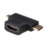 Akyga AK-AD-23 adaptador HDMI (F) a Mini HDMI (M) / Micro HDMI (M), negro