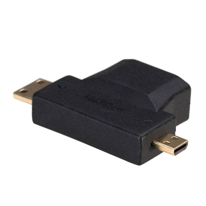 Akyga AK-AD-23 adaptador HDMI (F) a Mini HDMI (M) / Micro HDMI (M), negro