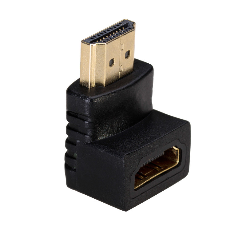 Akyga AK-AD-01 adaptador HDMI macho a hembra, acodado 90° hacia arriba, negro