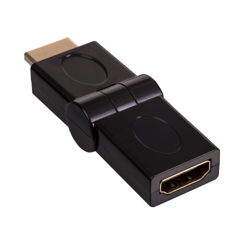 Akyga AK-AD-40 Adaptador acodado HDMI (M) a HDMI (F) giratorio 180°, negro
