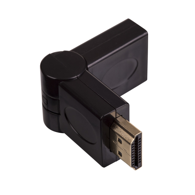 Akyga AK-AD-40 Adaptador acodado HDMI (M) a HDMI (F) giratorio 180°, negro