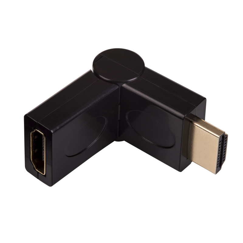 Akyga AK-AD-40 Adaptador acodado HDMI (M) a HDMI (F) giratorio 180°, negro