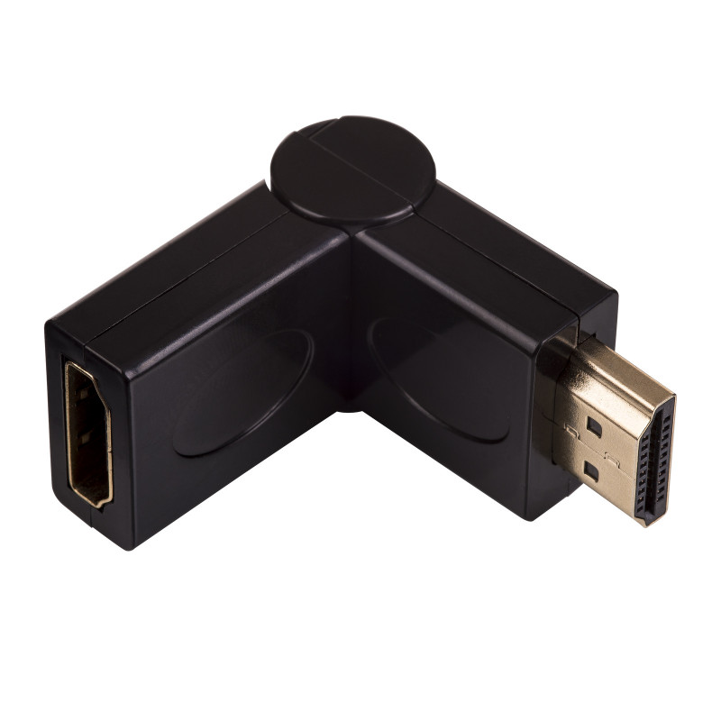 Akyga AK-AD-40 Adaptador acodado HDMI (M) a HDMI (F) giratorio 180°, negro