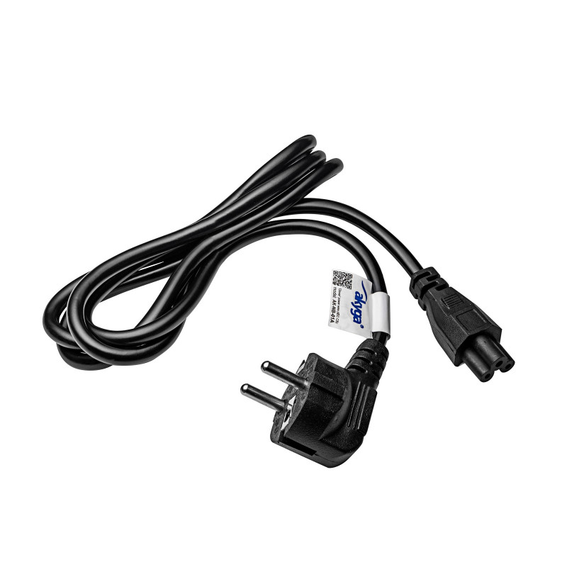 Akyga AK-NB-01A Cable de alimentación para portátil CEE 7/7 a IEC C5 (trébol), 3x 0,5 mm², 1,5 m, negro