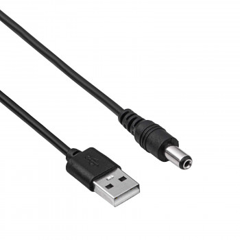 Akyga AK-DC-01 Cable de alimentación USB-A conector macho a DC 5,5 x 2,1 mm conector macho, 0,8 m, negro