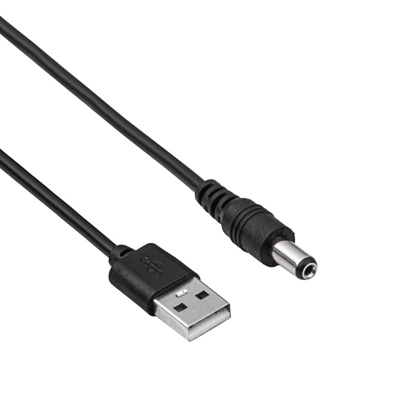 Akyga AK-DC-01 Cable de alimentación USB-A conector macho a DC 5,5 x 2,1 mm conector macho, 0,8 m, negro