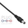 Akyga AK-DC-01 Cable de alimentación USB-A conector macho a DC 5,5 x 2,1 mm conector macho, 0,8 m, negro