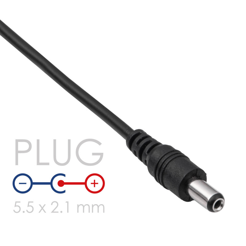 Akyga AK-DC-01 Cable de alimentación USB-A conector macho a DC 5,5 x 2,1 mm conector macho, 0,8 m, negro