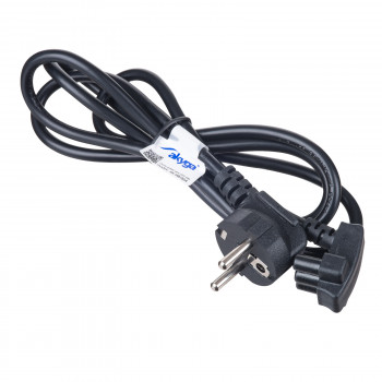 Akyga AK-NB-02A Cable de alimentación para fuentes de alimentación de portátil Dell, CEE 7/7 a 3 pines plano, 3x 0,5 mm², 1,5 m, negro