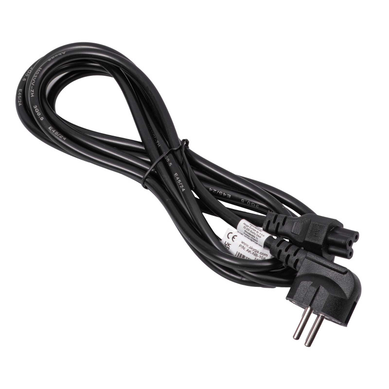 Akyga AK-NB-10A Cable de alimentación CEE 7/7 a IEC C5, CCA 3x0,5 mm², 3 m, negro