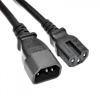 Akyga AK-UP-05 Cable alargador de alimentación para servidor IEC C14 a IEC C15, cobre 3x1 mm², 1 m, negro