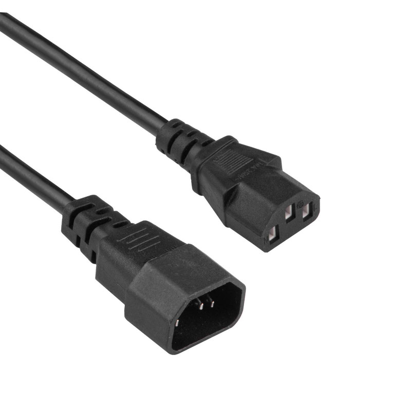 Akyga AK-PC-14A Cable alargador de alimentación IEC C14 a IEC C13, 3x 0,5 mm², 0,5 m, negro