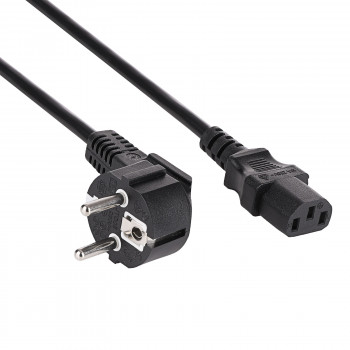 Akyga AK-PC-01S Cable de alimentación CEE 7/7 (Schuko) a IEC C13, 3x 1,5 mm² cobre, 1,5 m, negro