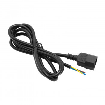 Akyga AK-OT-08C Cable de alimentación IEC C14 con extremo abierto, 3x 1 mm² cobre, 1 m, negro