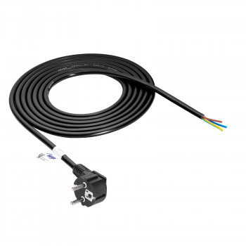 Akyga AK-OT-01S Cable de alimentación CEE 7/7 con extremo abierto, 3x 1,5 mm² cobre, 1,5 m, negro