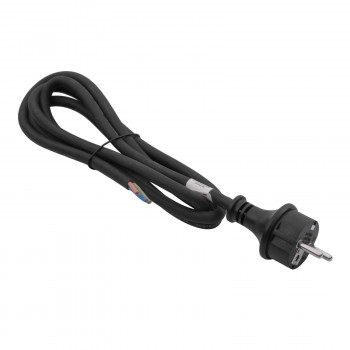 Akyga AK-OT-02S Cable de alimentación de goma CEE 7/7 con extremo abierto, H05RR-F 3x 1,5 mm², 1,8 m, negro