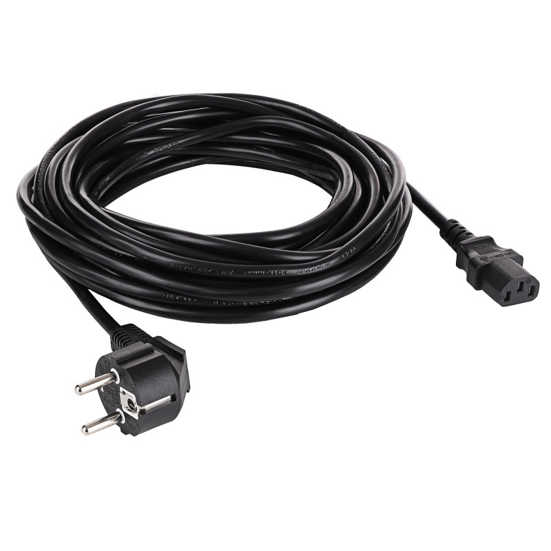 Akyga AK-PC-06S Cable de alimentación CEE 7/7 (Schuko) a IEC C13, cobre 3 x 1,5 mm², 3 m, negro