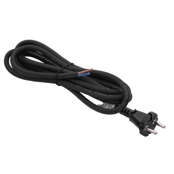 Akyga AK-OT-05S Cable de alimentación de goma CEE 7/17 con extremo abierto, H05RR-F 2x 1,5 mm², 3 m, negro