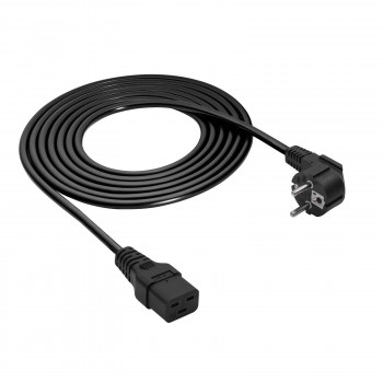 Akyga AK-UP-01S cable de alimentación de servidor CEE 7/7 (Schuko) a IEC C19, cobre 3 x 1,5 mm², 16 A, 1,8 m, negro