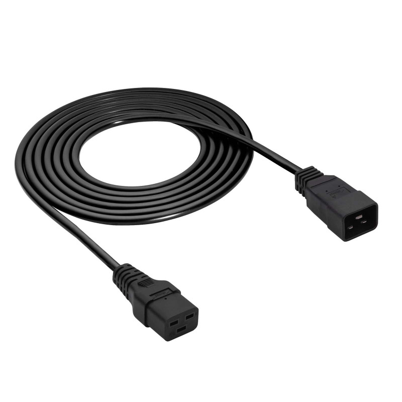 Akyga AK-UP-03S cable alargador de alimentación de servidor IEC C20 a IEC C19, cobre 3 x 1,5 mm², 16 A, 1,8 m, negro