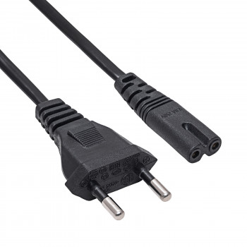 Akyga AK-RD-04A cable de alimentación CEE 7/16 (Europlug) a IEC C7 (ocho), CCA 2 x 0,5 mm², 0,5 m, negro