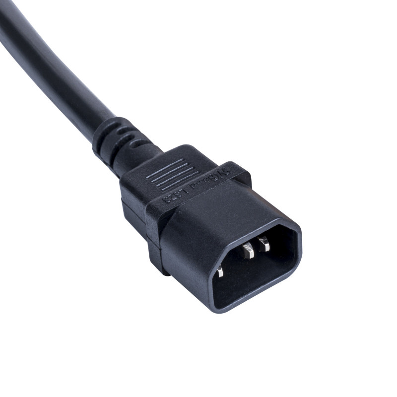 Akyga AK-PC-13A cable adaptador de alimentación IEC C14 a CEE 7/3 (Schuko) conector hembra, cobre 3 x 0,75 mm², 1 m, negro