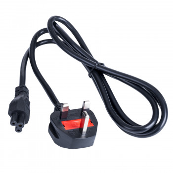 Akyga AK-AG-02A cable de alimentación UK BS 1363 (tipo G) a IEC C5 (trébol), CCA 3 x 0,5 mm², 1,5 m, negro