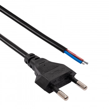 Akyga AK-OT-04A cable de alimentación con extremo abierto CEE 7/16 (Europlug), cobre 2 x 0,5 mm², 1,5 m, negro
