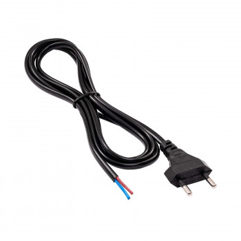 Akyga AK-OT-04A cable de alimentación con extremo abierto CEE 7/16 (Europlug), cobre 2 x 0,5 mm², 1,5 m, negro