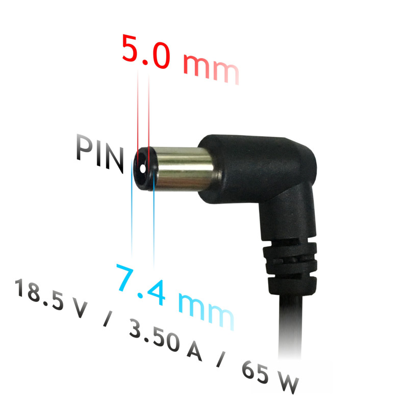 Akyga AK-ND-03 fuente de alimentación para portátil 18,5 V / 3,5 A, 65 W, 7,4 x 5,0 mm + pin, 1,2 m, para HP