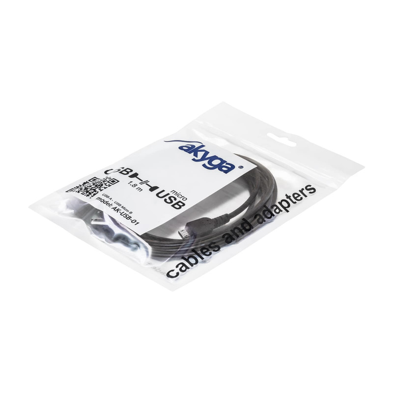 Akyga AK-USB-01 cable USB 2.0 USB-A (M) a Micro USB-B (M), 1,8 m, negro