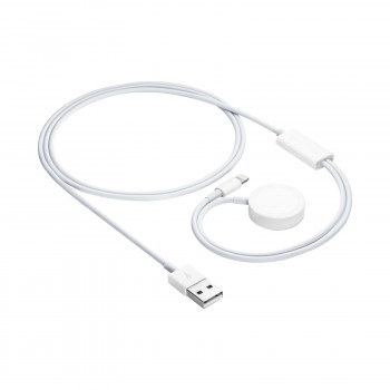 Akyga AK-SW-43 cable de carga para Apple Watch Ultra 2 / Series 9/8/7/6/5/4/3/2/1 con conector Lightning, USB, 1 m, blanco