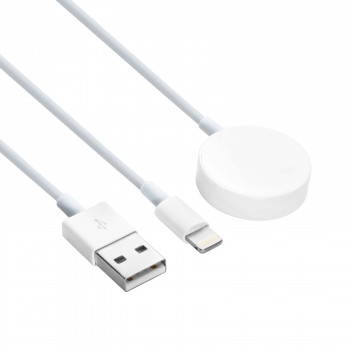 Akyga AK-SW-43 cable de carga para Apple Watch Ultra 2 / Series 9/8/7/6/5/4/3/2/1 con conector Lightning, USB, 1 m, blanco