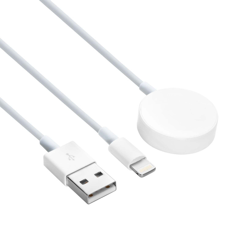 Akyga AK-SW-43 cable de carga para Apple Watch Ultra 2 / Series 9/8/7/6/5/4/3/2/1 con conector Lightning, USB, 1 m, blanco
