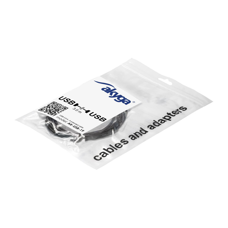 Akyga AK-USB-19 cable alargador USB 2.0 USB-A (M) a USB-A (F), 3 m, negro