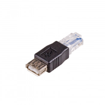 Akyga AK-AD-27 adaptador USB-A (F) a RJ45 (M), negro