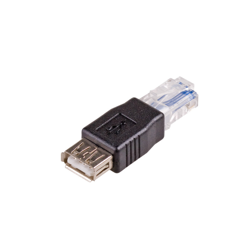 Akyga AK-AD-27 adaptador USB-A (F) a RJ45 (M), negro