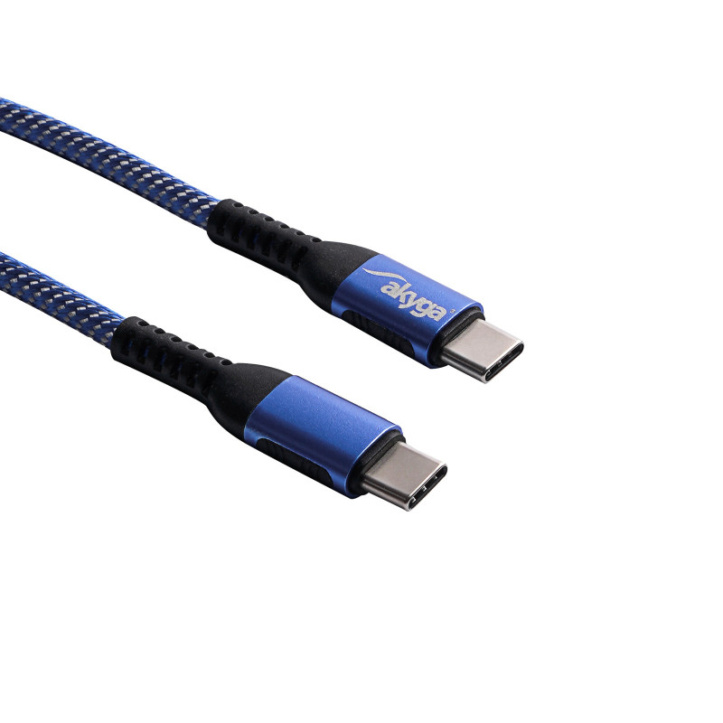 Akyga AK-USB-36 cable USB-C a USB-C trenzado, USB 2.0, 100 W, 0,5 m, azul