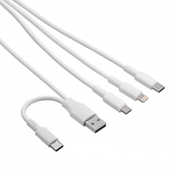 Akyga AK-USB-52 cable USB USB-A + USB-C a Micro-USB + USB-C + Lightning, 1,2 m