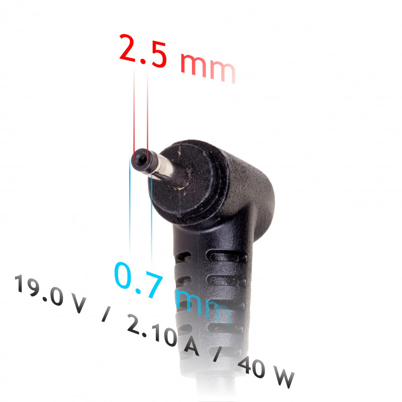 Akyga AK-ND-23 fuente de alimentación para portátil 19 V / 2,1 A, 40 W, 2,5 x 0,7 mm, 1,2 m, para ASUS