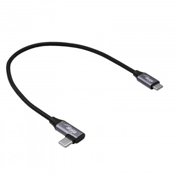 Akyga AK-USB-53 cable USB-C a USB-C trenzado con conector acodado, USB 2.0, 60 W, 0,3 m, negro